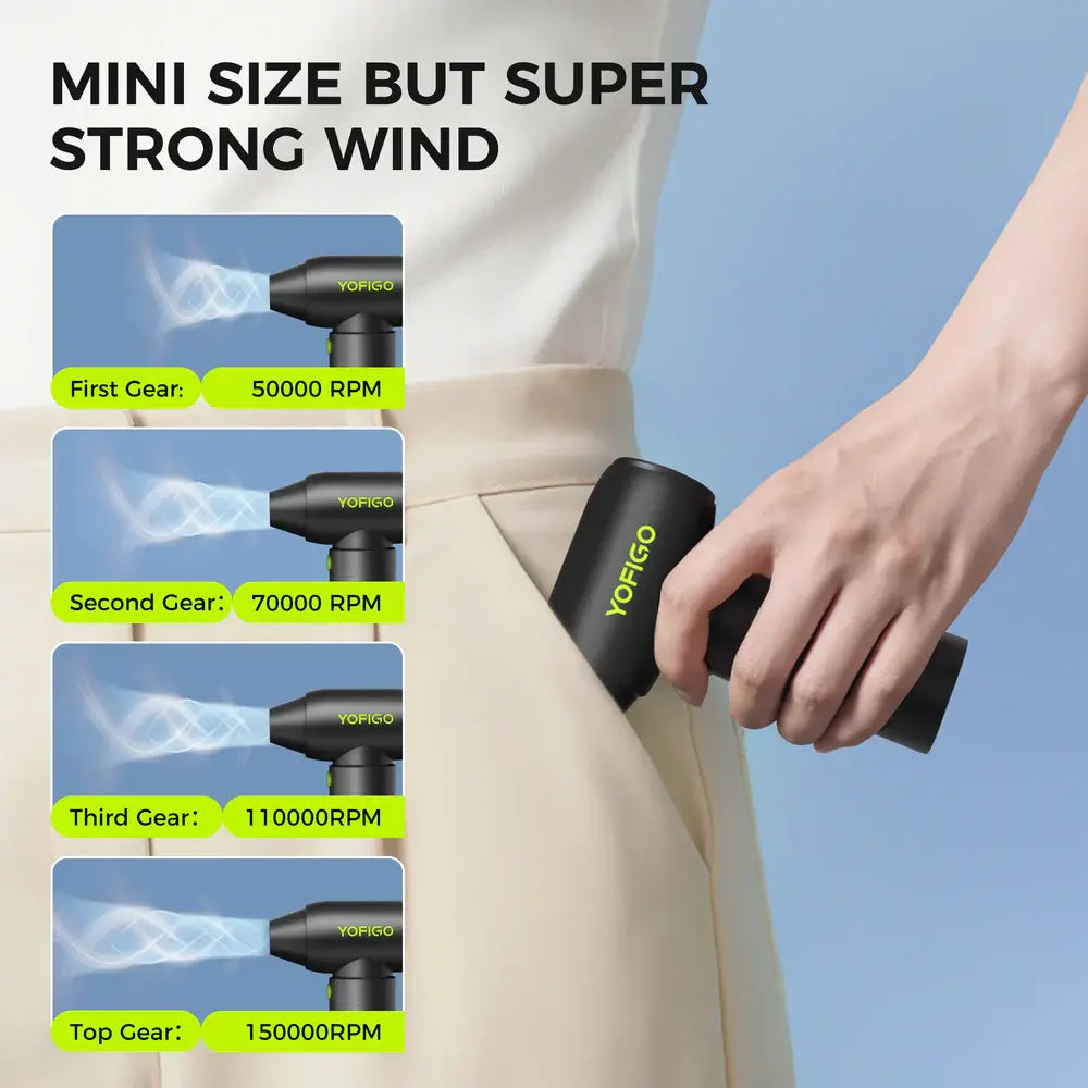 Compressed Air Duster - 150000RPM Electric Air Duster, 3-Speed Adjustable PC Cleaner, 4400Mah Rechargeable Cordless Air Blower, Alternative to Canned Air for Keyboard, Electronics, Camera