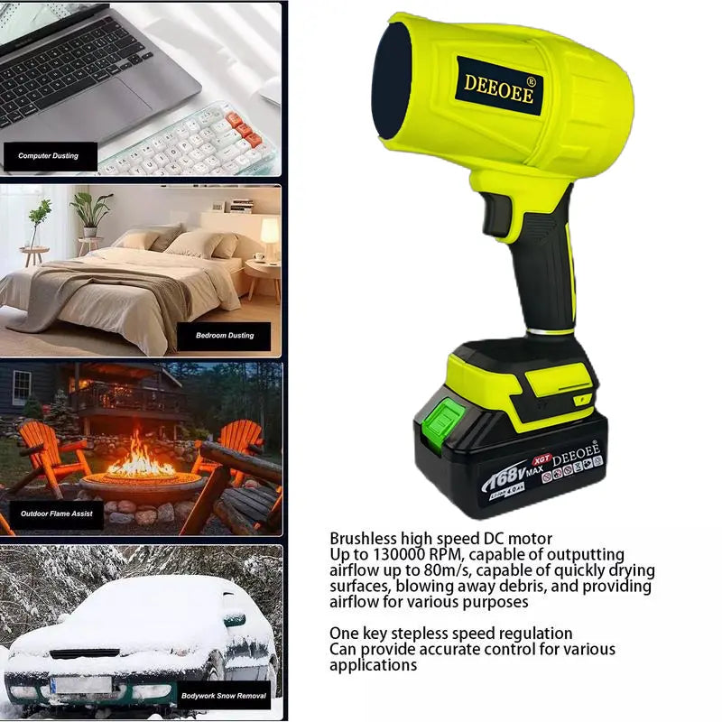 DEEOEE Turbo Jet Blower, Cordless Dust Air Blower, Portable Super Power Leaf Blower, Handheld Car Dust Cleaning Drying, Snow Removal, Outdoors