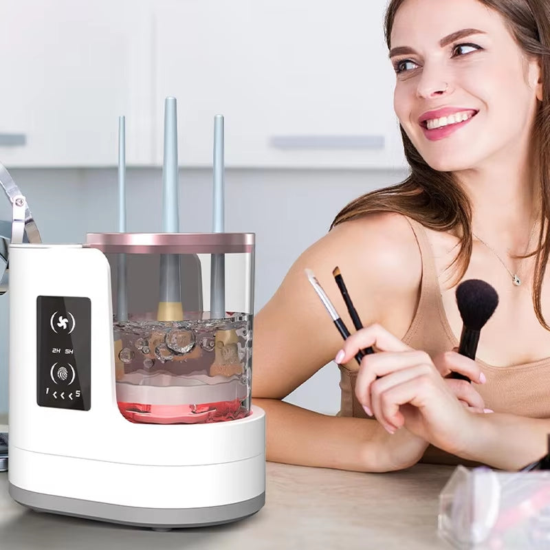 3 in 1 Electric Makeup Brush Cleaner Machine with Makeup Brush Dryer-Holder-Portable Automatic USB Cosmetic Brushes Cleaner Tool