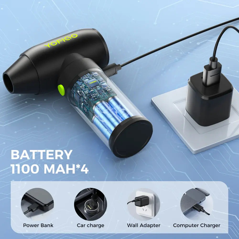 Compressed Air Duster - 150000RPM Electric Air Duster, 3-Speed Adjustable PC Cleaner, 4400Mah Rechargeable Cordless Air Blower, Alternative to Canned Air for Keyboard, Electronics, Camera